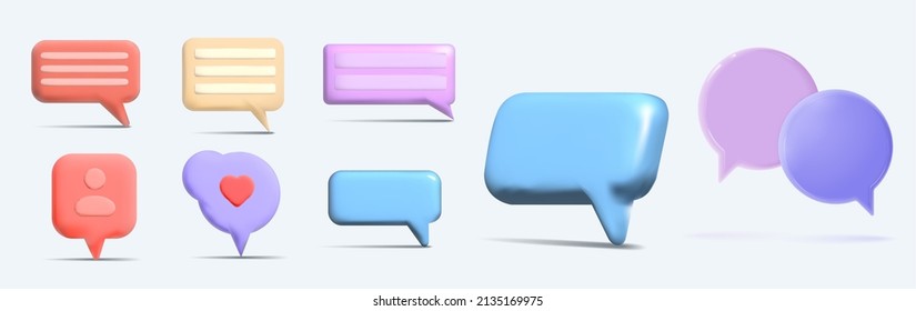  Speech bubbles. Chatting box, message box. Concept of social media messages.  illustration