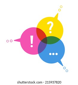 Speech Bubbles In Form Chart Cmyk Color. Social Media Icon. Concept Of Communication, Exchange Of Information, Search For Compromise. Illustration For Web Template, Print.