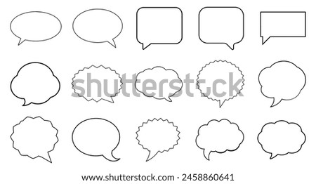Speech bubbles outline set. Cloud cartoon speech bubbles for talking, chatting, messages. Raster illustration