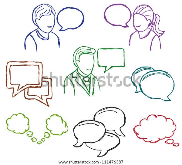 Speech Communication Icons Doodle Style Illustration Stock Illustration ...