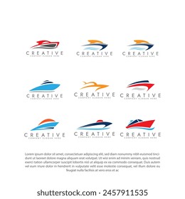 Speed Boat Logo, Fast Cargo Ship Vector, Sailboat, Design For Ship Manufacturing Company, Waterway Shipping, Marine Vehicles, Transportation vector logo - Powered by Shutterstock