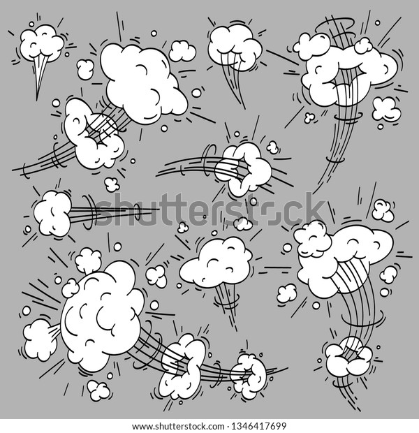 Speed Cloud Comic Cartoon Fast Motion Stock Illustration 1346417699 ...