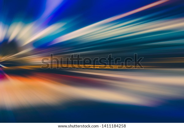 SPEED LIGHT LINES ON THE\
NIGHT HIGHWAY ROAD, FLASHING VELOCITY RAYS OF FAST DRIVE ON THE\
CITY ROAD 