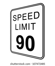 Speed Limit 90 MPH Sign Isolated On White