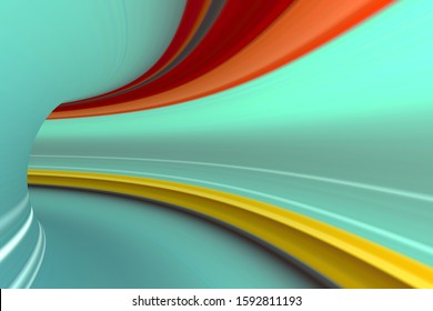 Speed tunnel. Information transfer via data cable colorful futuristic background with glowing lines - 3d illustration