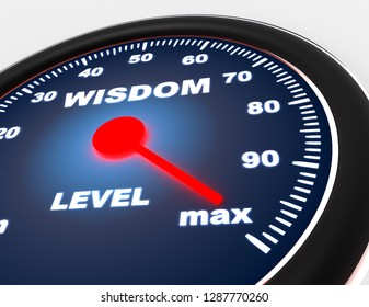 Speedometer concept on white background with wisdom word. 3d rendered illustration
