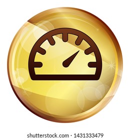 Speedometer gauge icon isolated on Abstract Brown Round Button