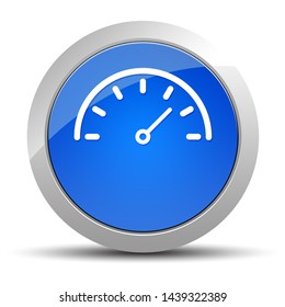 Speedometer gauge icon isolated on blue round button illustration