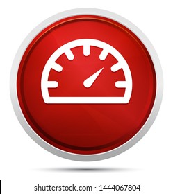Speedometer gauge icon isolated on Promo Red Round Button