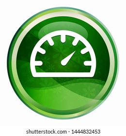 Speedometer gauge icon isolated on Natural Green Round Button