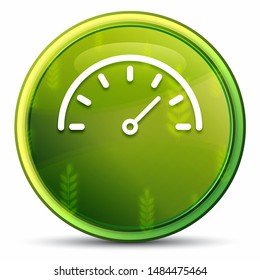 Speedometer gauge icon isolated on spring bright natural green round button illustration