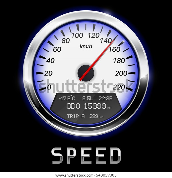 Speedometer with high speed indication.\
Kilometers per hour. 3d illustration. Raster\
version.
