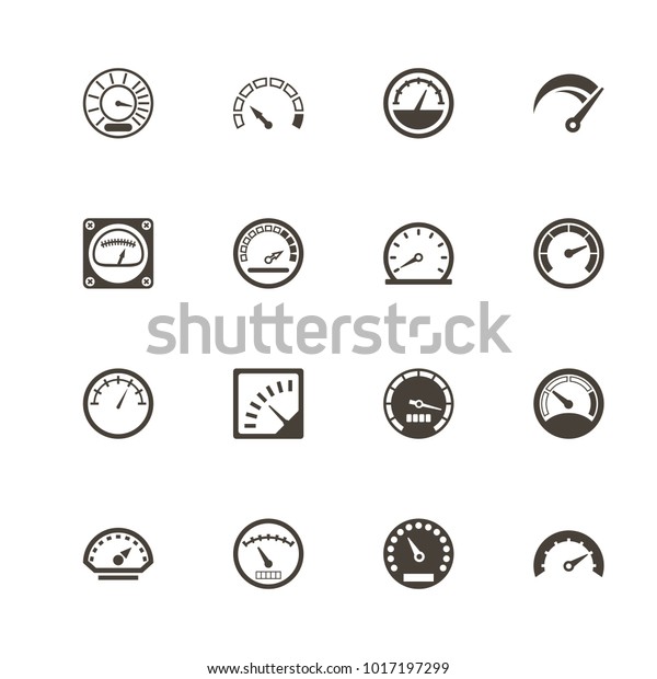 Speedometer icons. Flat Simple Icon - Gray
Illustration on White
Background.