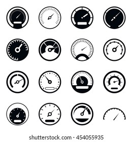 Speedometer icons set in simple style isolated illustration