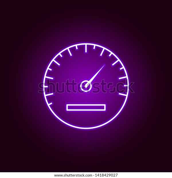 speedometer outline icon in neon\
style. Elements of car repair illustration in neon style icon.\
Signs and symbols can be used for web, logo, mobile app, UI,\
UX