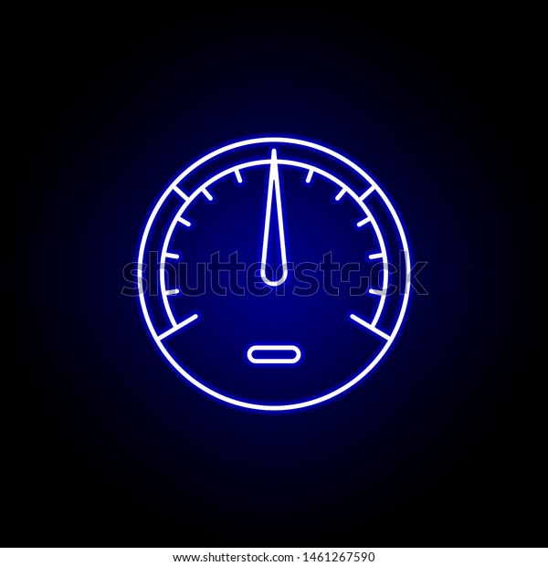 speedometer speed icon in blue neon style. Elements of\
time illustration icon. Signs, symbols can be used for web, logo,\
mobile app, UI,\
UX