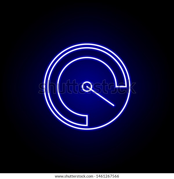 speedometer speed time clock icon in blue\
neon style.. Elements of time illustration icon. Signs, symbols can\
be used for web, logo, mobile app, UI,\
UX