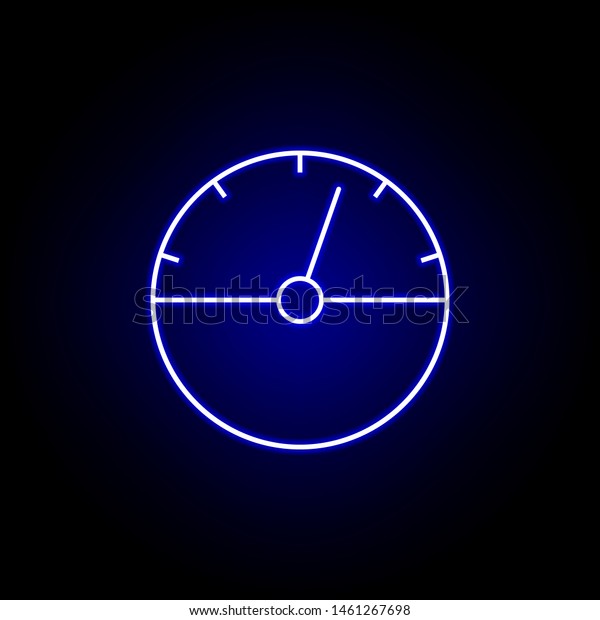 speedometer speed time clock icon in blue\
neon style.. Elements of time illustration icon. Signs, symbols can\
be used for web, logo, mobile app, UI,\
UX