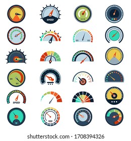 Speedometer Symbols. Level Fuel Rating Indication Score Graph Guage Pictures Set