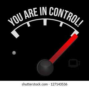 speedometer with the words You're in Control illustration design