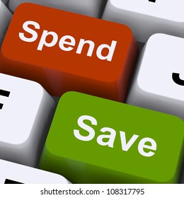 Spend Or Save Keys Showing Budget And Saving