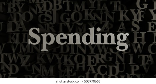 Spending - Stock image of 3D rendered metallic typeset headline illustration.  Can be used for an online banner ad or a print postcard.