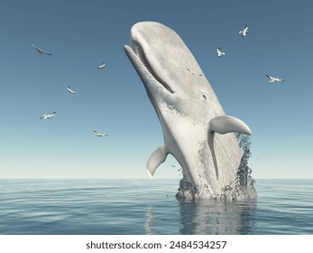 Sperm whale jumps out of the water
Computer generated 3D illustration