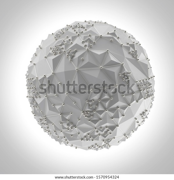 sphere divided into a network of triangles,\
3d illustration
