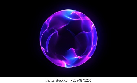 Sphere made of particles. Abstract orb. Blue sphere with connecting dots and lines. Wireframe technology sphere. Big data visualization. 3d rendering.	