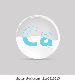 Sphere made of splashing milk and symbol Ca on light grey background. Source of calcium