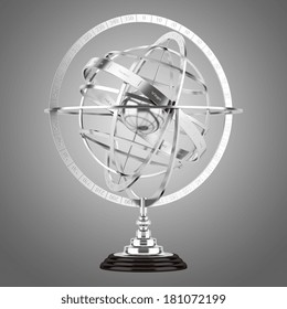 spherical astrolabe isolated on gray background