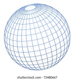 Spherical Wireframe Cage Isolated (modelled With Square Bevelled Wire)