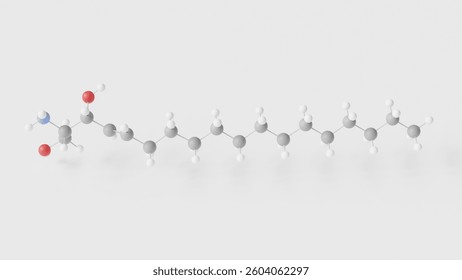 sphingosine molecule 3d, molecular structure, ball and stick model, structural chemical formula amino alcohol