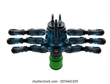 Spider Bot Bottom View, 3d Illustration