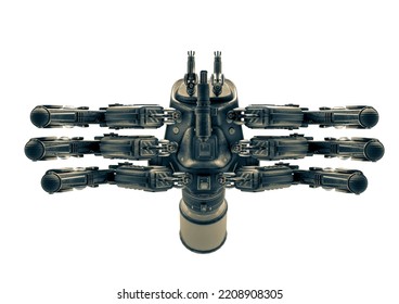 Spider Bot Bottom View, 3d Illustration