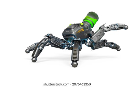 Spider Bot Is Running Fast, 3d Illustration