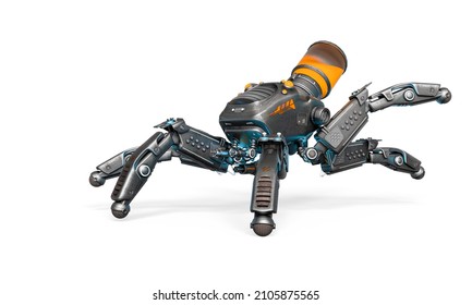 Spider Bot Is Running Fast, 3d Illustration