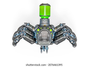 Spider Bot Top View, 3d Illustration