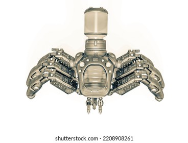 Spider Bot Top View, 3d Illustration