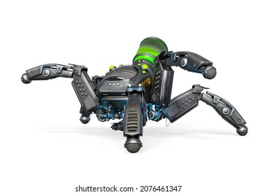 Spider Bot Is Walking, 3d Illustration