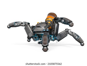 Spider Bot Is Walking, 3d Illustration