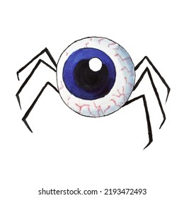 Spider eye watercolor illustration  Eyeball hand draw halloween art and white isolated background for your design  print  postcard  poster  book decoration  Bouquet hand painted illustratio
