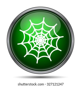 Spider web icon. Internet button on white background. 