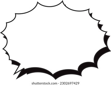 Spiky speech bubble with shadow, painted white