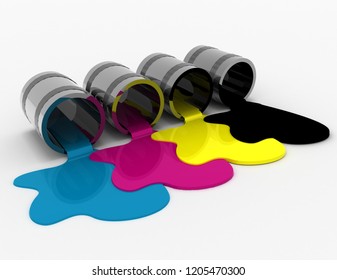 Spilled Paint Cans Isolated On White Stock Illustration 1205470300 ...