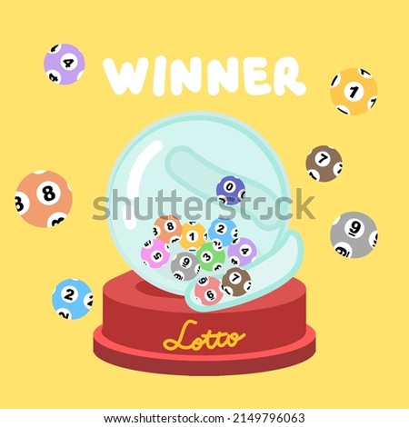 Spin machine with random numbers, The lotto, lottery machine random numbers, lucky random gambling game, lotto ball number zero to nine, entertaining gambling game.