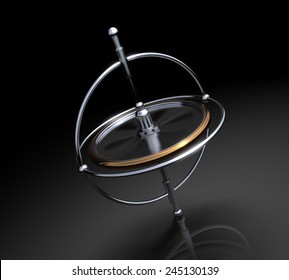 A Spinning Gyroscope On  Black Background