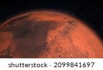 Spinning planet mars isolate on dark. Front view of Mars planet from space. Full 3d view of Mars 4k resolution.