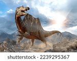 Spinosaurus from the Cretaceous era 3D illustration