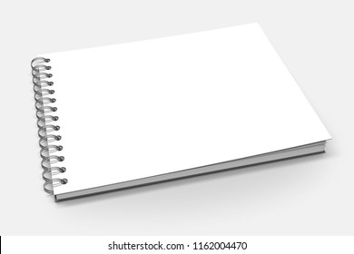 Spiral Binder, Blank Notebook Mock Up On White Background 3d Illustration